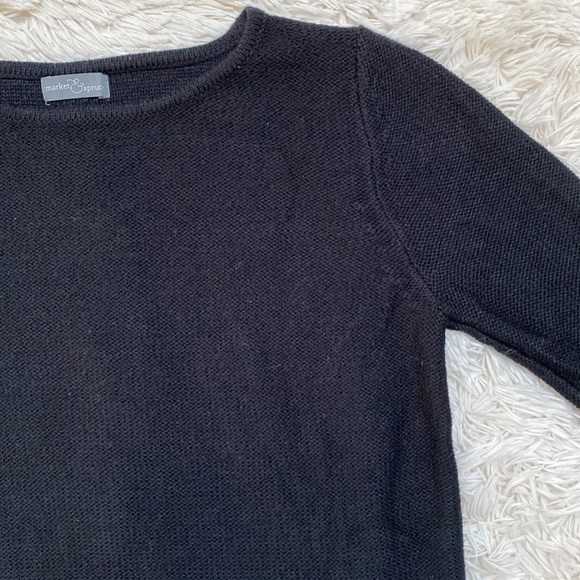 Market & Spruce Back Zip Panel Crewneck Sweater 💗 Black - Picture 10 of 16